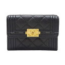 CHANEL シャネル ボーイシャネル コンパクト 黒 (ブラック) グレインドカーフ(キャビアスキン) マットゴールド金具 A84432 三つ折り財布 新品未使用(CHANEL Boy Chanel Compact Tri-fold wallet EXCELLENT Authentic )【あす楽対応】 よちか