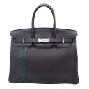 HERMES エルメス バーキン35 オフィサー ブルーニュイ/ヴェールシプレ トゴ/スイフト シルバー金具 ハンドバッグ C刻印 新品同様【中古】( Pre-loved HERMES Birkin35 Officier Bleu Nuit/Vert Cypress Veau Togo/Veau Swift Silver HW Handbag LIKE NEW Authentic )