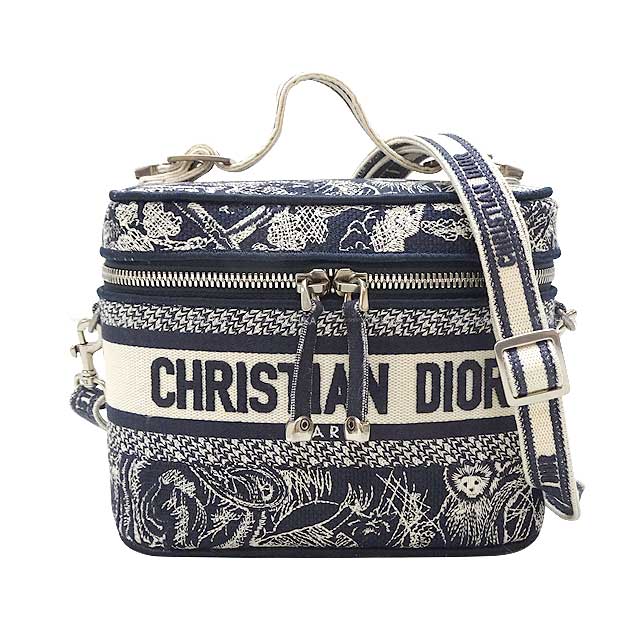 Christian Dior クリスチャンディオール トラベル 2way ヴァニティ スモール トップハンドル ブルー/白 (ホワイト) トワルドジュイジャガード シルバー金具 S5480VTDT_M808 新品未使用(Christian Dior Travel 2way Vanity Small Top Handle Toile de Jouy Jacquard )