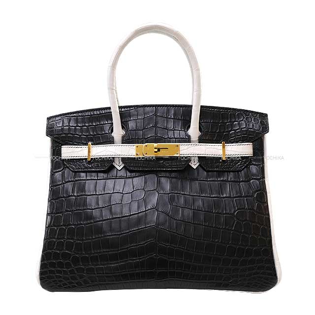 HERMES ᥹ С30 ڥ륪  (֥å)/ (ۥ磻) ˥ƥޥå С ϥɥХå ▢P(HERMES Birkin30 Personal order Noir (Black)/Blanc (White) Croc...