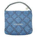 2024年 春夏 新作 CHANEL シャネル シャネル22 マトラッセ メダルチャーム付 スモール ホーボー ブルー デニム シルバー金具 AS3260 ハンドバッグ 新品未使用(2024 SS New CHANEL Chanel 22 matelasse with medal charm small hobo Blue Handbag)【あす楽対応】#よちか