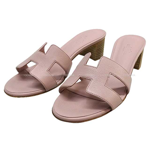 HERMES エルメス Hモチーフ レディース オアジス（オアシス） ローズポルスレーヌ エプソン #37 サンダル 新品未使用(HERMES H-motif Lady's Sandal OASIS Rose Porcelaine Veau Epsom #37 sandals[EXCELLENT][Authentic])【あす楽対応】#よちか