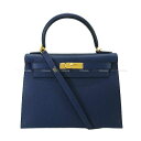 HERMES エルメス ケリー28 外縫い ブルーネイビー エプソン ...(4)