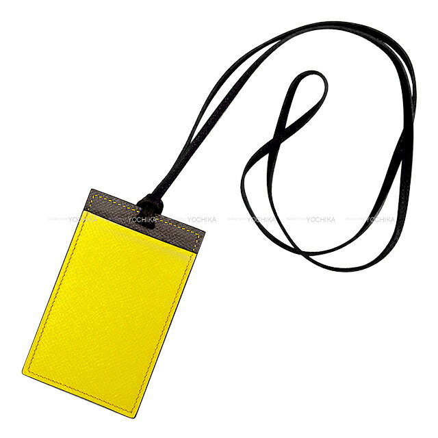 HERMES エルメス プティアッシュ エタン/ジョーヌ/黒 (ブラック) エプソン カードケース ホルダー 新品未使用(HERMES Petit H Etain/Jaune/Noir (Black) Veau Epsom card holder[EXCELLENT][Authentic]) #よちか