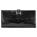 HERMES エルメス ベアンスフレ 黒 (ブラック) クロコダイル アリゲーター シルバー金具 長財布 K刻印 新品未使用(HERMES Bearn Souf...