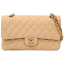 CHANEL シャネル マトラッセ 25 Wフラップ チェーン ベージュ グレインドカーフ ゴールド金具 A01112 ショルダーバッグ 新品同様【中古】([P...