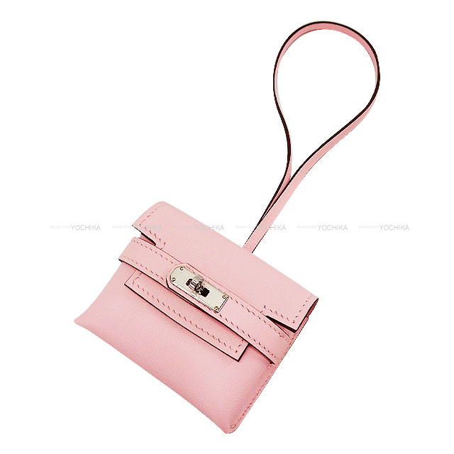 HERMES エルメス ケリーフェスティバル ローズサクラ スイフト シルバー金具 バッグチャーム K刻印 新品(HERMES Kelly Festival Rose Sakura Veau Swift Silver HW bag charm[BRAND NEW][Authentic])