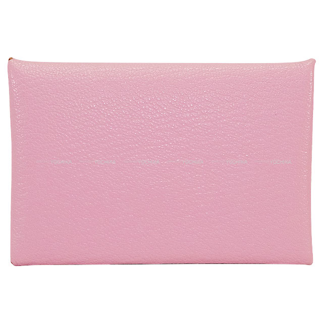 HERMES エルメス カルヴィ モーヴシルベストル シェーブルミゾル シルバー金具 カードケース D刻印 新..