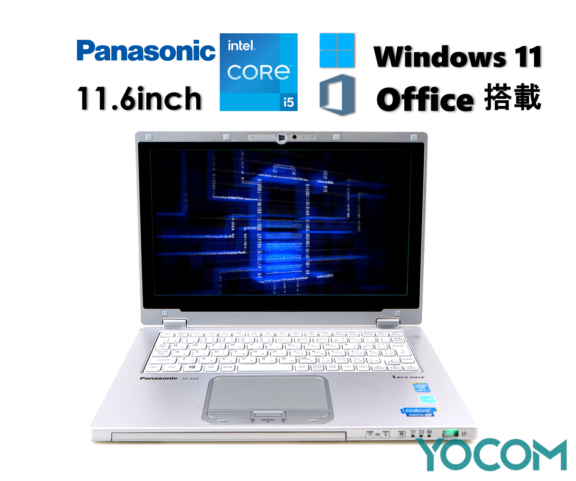 パナソニック 軽量ノートPC Let's Note CF-AX3/Office付き/ Win 11/11.6型フルHD/Core i5-第4世代/ Webカメラ/ HDMI/WIFI/ メモリ:4GB/ SSD:128GB/ おまけ選択可能（中古パソコン）モバイルタブレットのサムネイル