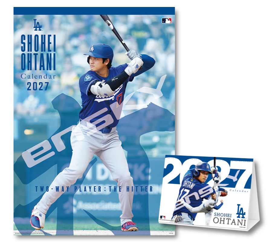2027年 カレンダー 【新品】■タイトル／[大谷翔平 カレンダー2点セット]■打者編壁掛け(CL-551)■卓上(CL-552) ■品番／27CL-551-552 ■JAN／4970381219550・4970381219543 ■サイズ・仕様／[壁掛け]B2・8枚 [卓上]16×21cm・25P / 巻・ヒラ ■商品説明／「大谷翔平」2027年カレンダーセット！ 壁掛けカレンダー、卓上カレンダーの2点セットです。 ■セット内容 27CL-551 / 大谷翔平 / 打者編 ×1 (JAN:4970381219550) 27CL-552 / 卓上 大谷翔平 ×1 (JAN:4970381219543) ※画像はイメージです。画像内のサイズ比は実物と異なります。あらかじめご了承ください。 ◆カレンダーご購入時の注意事項 ●掲載画像はイメージです。昨年の仕様や製作途中のものを含む場合があり、実物とは異なる場合がございます。 　また、セット商品の画像につきましては、サイズ比が実物と異なる場合がございます。 　詳しいサイズは商品ページに記載しておりますので、そちらをご参照ください。 ●商品の発売日や仕様などは、予告なく変更となる場合がございます。 　個別でのご案内は行っておりませんので、最新情報は商品ページにてご確認ください。 　なお、生産中止となった場合には、当店より別途ご連絡を差し上げます。 ●カレンダーは季節商品のため、メーカー在庫がなくなり次第、販売終了となります。 　ご検討中のお客様はお早めのご注文をおすすめいたします。 ◆発送について ●配送業者のご指定は承っておりません。 　商品の数量・サイズ・重量・お届け先を考慮のうえ、当店にて配送方法を選定させていただきます。 ●お届け日時のご指定は承っておりません。 ●カレンダーは他の商品（CD・DVD・雑貨など）との同梱発送を承っておりません（一部対象商品を除く）。 ●複数の商品をご注文いただいた場合、すべての商品が揃い次第、まとめて発送いたします（最も遅い発売日に合わせての発送となります）。 　発売済み商品の先行発送をご希望の場合は、恐れ入りますが予約商品とは別々にご注文ください。 　※当店では自動での分割発送は行っておりません。あらかじめご了承ください。 ●受注状況や受注内容により、同じ日にご注文いただいた場合でも、発送日が異なる場合がございます。 ●発売日以降のお届けを予定しておりますが、受注状況や天候などの影響により、お届けまでお時間をいただく場合がございます。