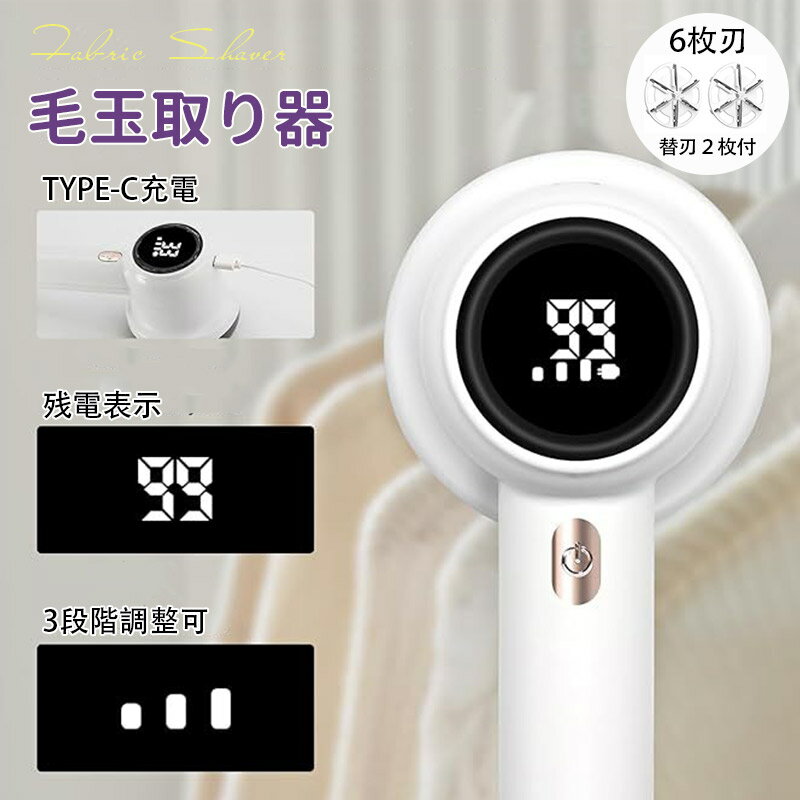 毛玉取り器 電動 毛玉取り機 電動 充電式 替刃2個付き 強力 電動毛玉取り 6枚刃 毛玉クリーナー 三段階 3段階 コードレス USB充電式