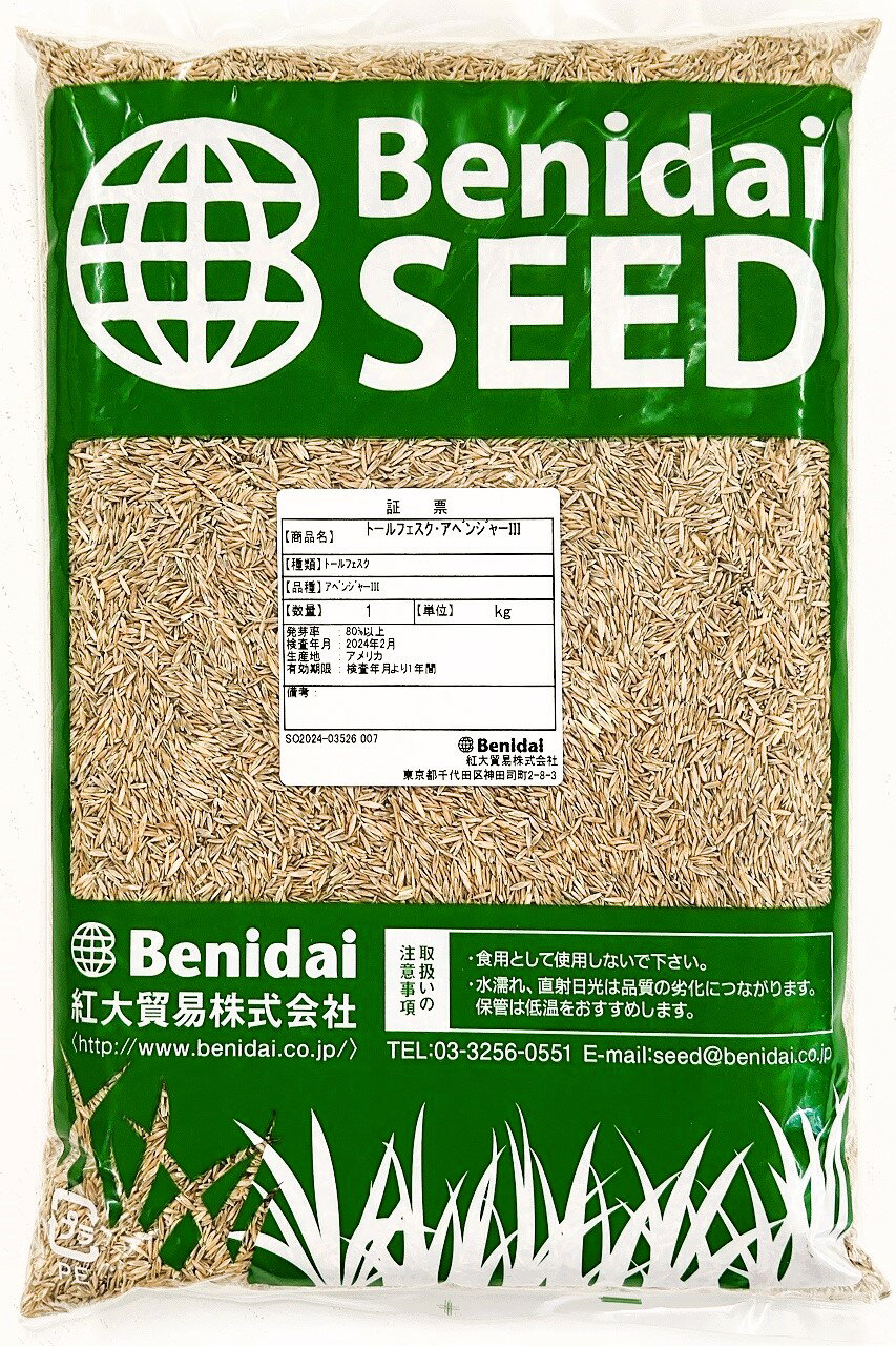 トールフェスク 品種名：アベンジャー3　　5kg（1kg×5袋） 紅大貿易　芝生の種子