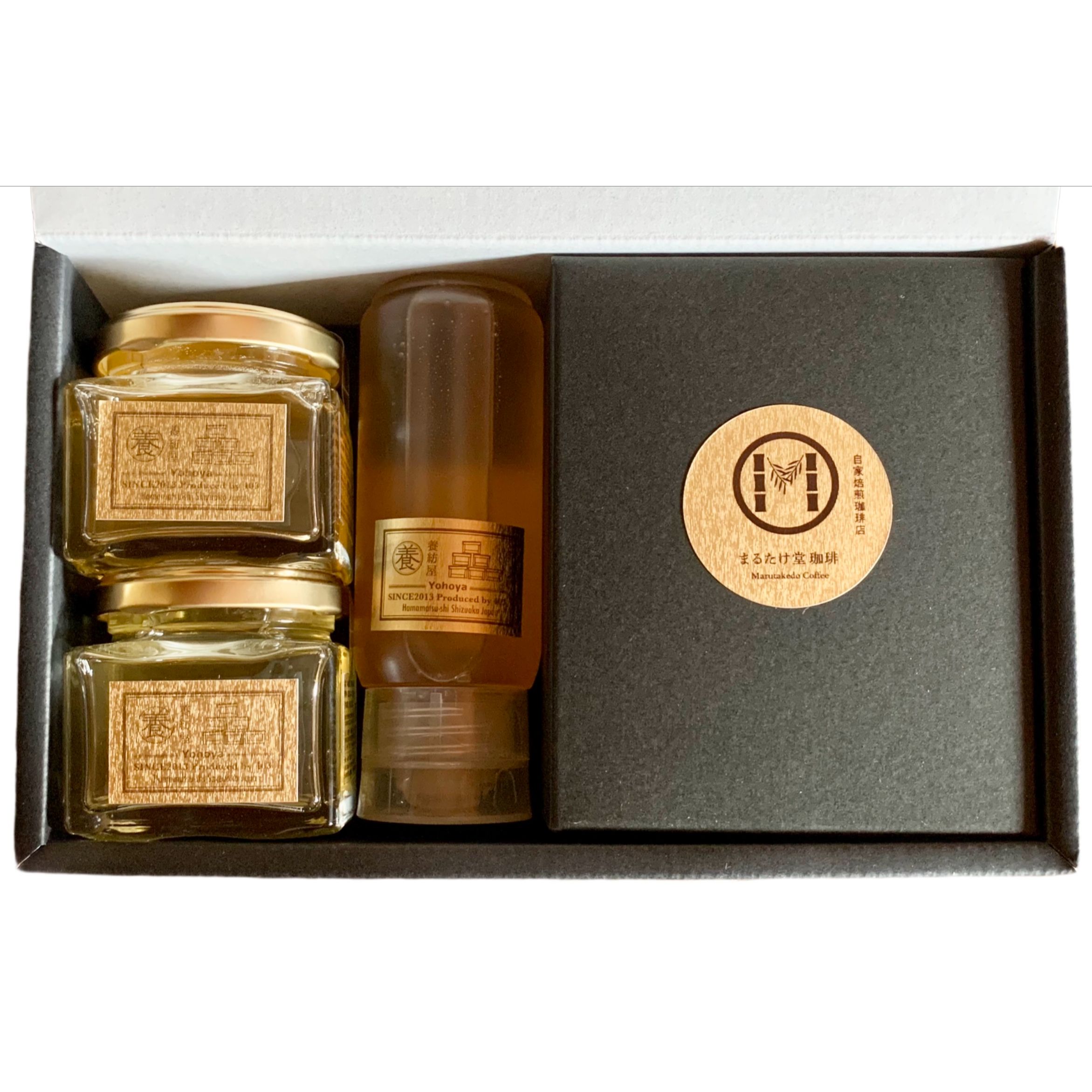 【ギフト】国産はちみつと無農薬コーヒードリップバッグセット 〈みかん蜜・さくら花々蜜・百花蜜・オ..