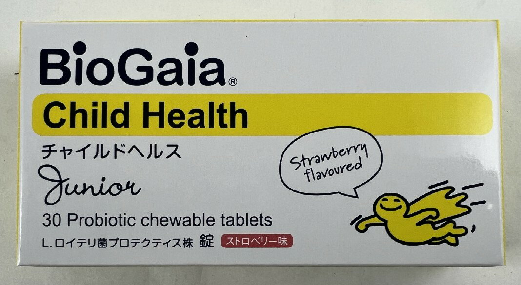 【メール便送料込】バイオガイアジャパン チャイルドヘルス ジュニア ストロベリー味 30錠　乳酸菌配合 (4571234350729)