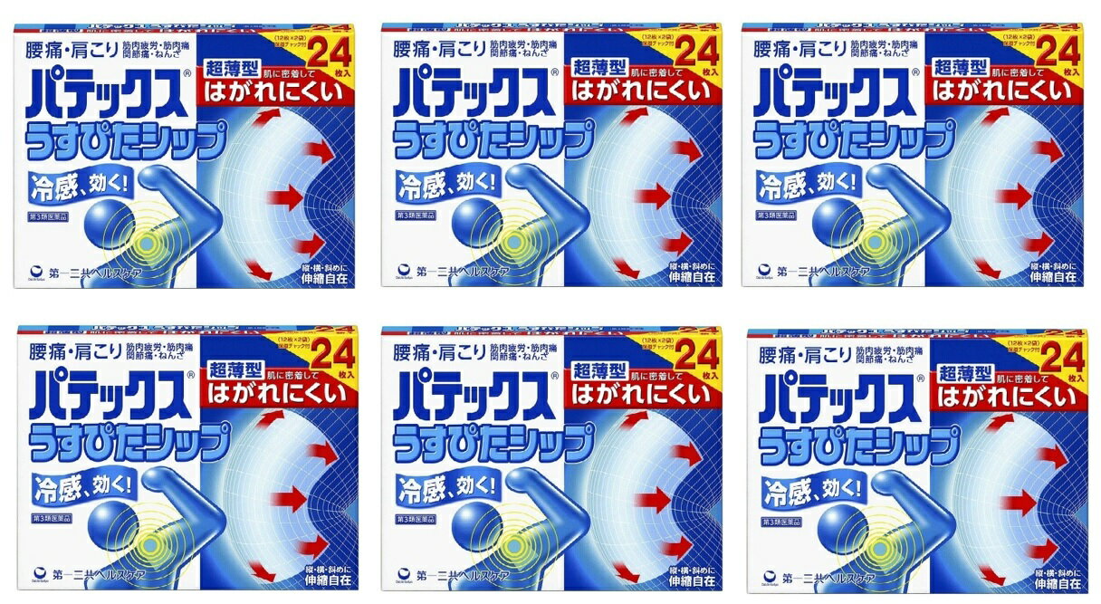 【24枚×6箱セット送料込】【第3類医薬品】パテックス うすぴたシップ 肩こり・腰痛・筋肉痛・プラスター・テープ剤(4987107608147)