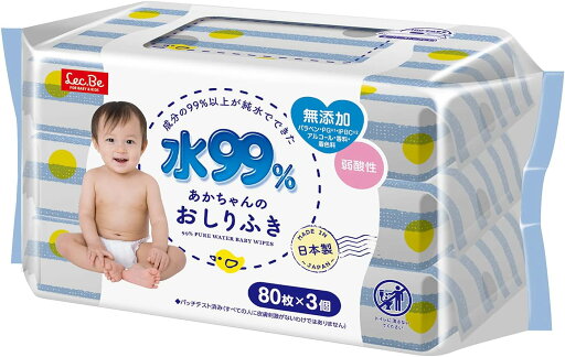 レック 水99% おしりふき 80枚×3個入 あかちゃんのおしり拭き レック 水99% おしりふき 80枚×3個入 あかちゃんのおしり拭き