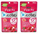 【×2袋セットメール便送料込】UHA味覚糖 グミサプリ 鉄+大豆イソフラボン 14日分 28粒
