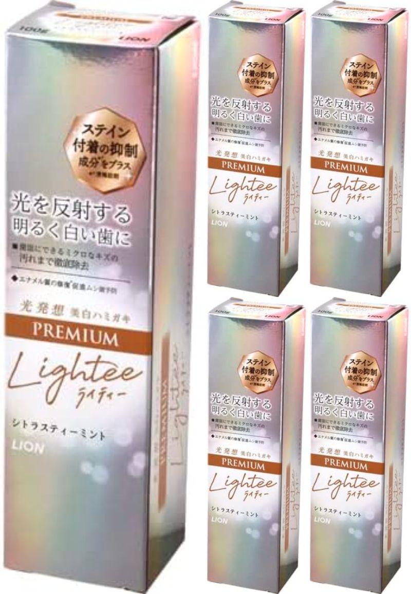 【×5本セット送料込】ライオン Lightee ライティー ハミガキ PREMIUM 100g 歯磨き粉 歯みがき(4903301339700 )