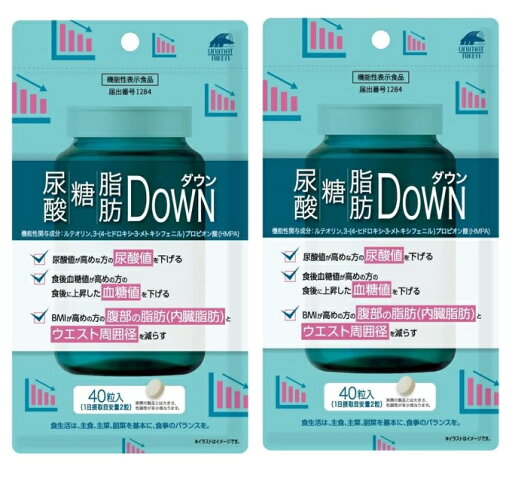 【×2袋セットメール便送料込】ユニマットリケン 尿酸・糖・脂肪 ダウン40粒入 【×2袋セットメール便送料込】ユニマットリケン 尿酸・糖・脂肪 ダウン40粒入