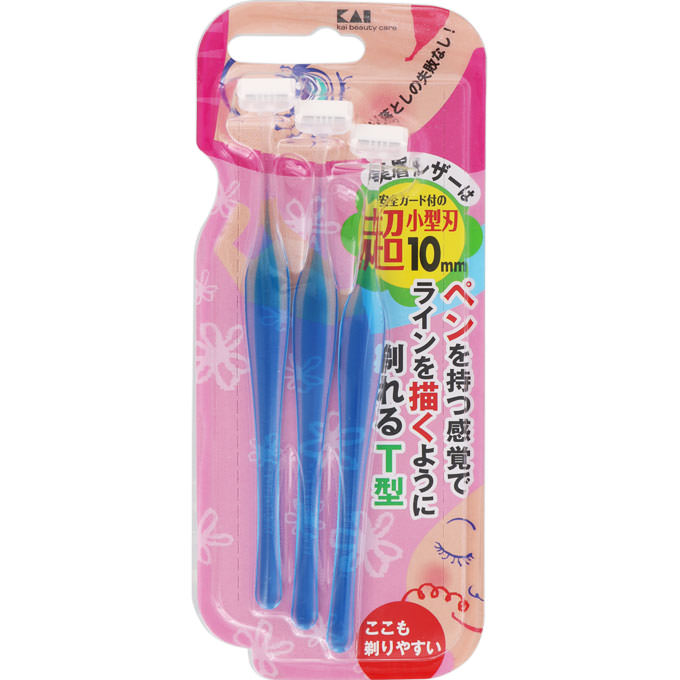 貝印 プチアイブローレザー T型 3本入(10mmの超ミニ刃 眉用カミソリ まゆ毛そり)(4901331011603)