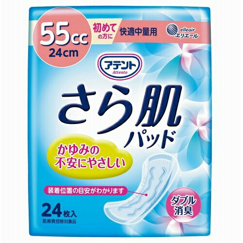 【送料無料・まとめ買い2個セット】大王製紙 ナチュラ さら肌パッド 快適中量用 55cc 24枚入