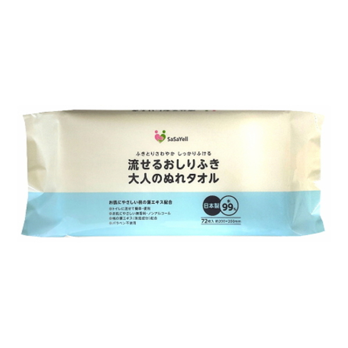 【送料込・まとめ買い×8個セット】昭和紙工 JEL SASAYELL 流せる おしりふき 大人の ぬれ タオル 72枚入