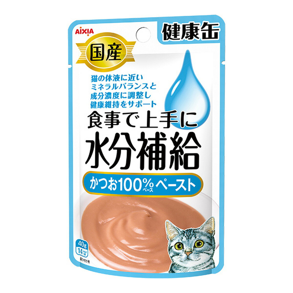 【送料込】 アイシア 健康缶パウチ 水分補給 かつおペースト 40g 猫用 国産 1個