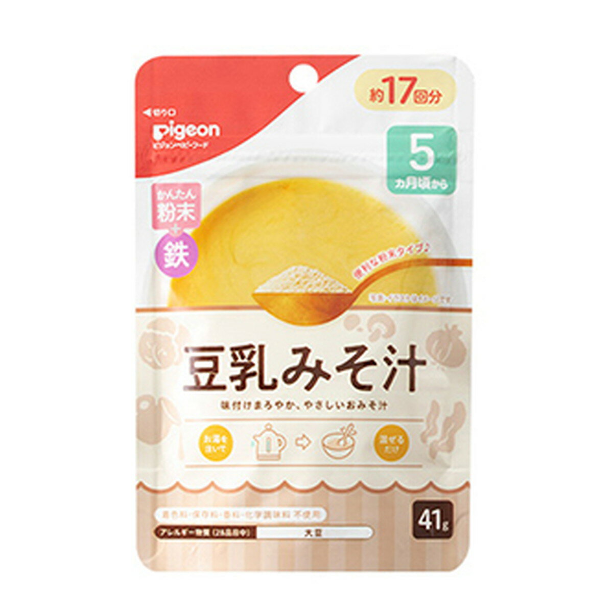 【配送おまかせ】ピジョン かんたん粉末+鉄 豆乳みそ汁 41g ベビーフード 1個