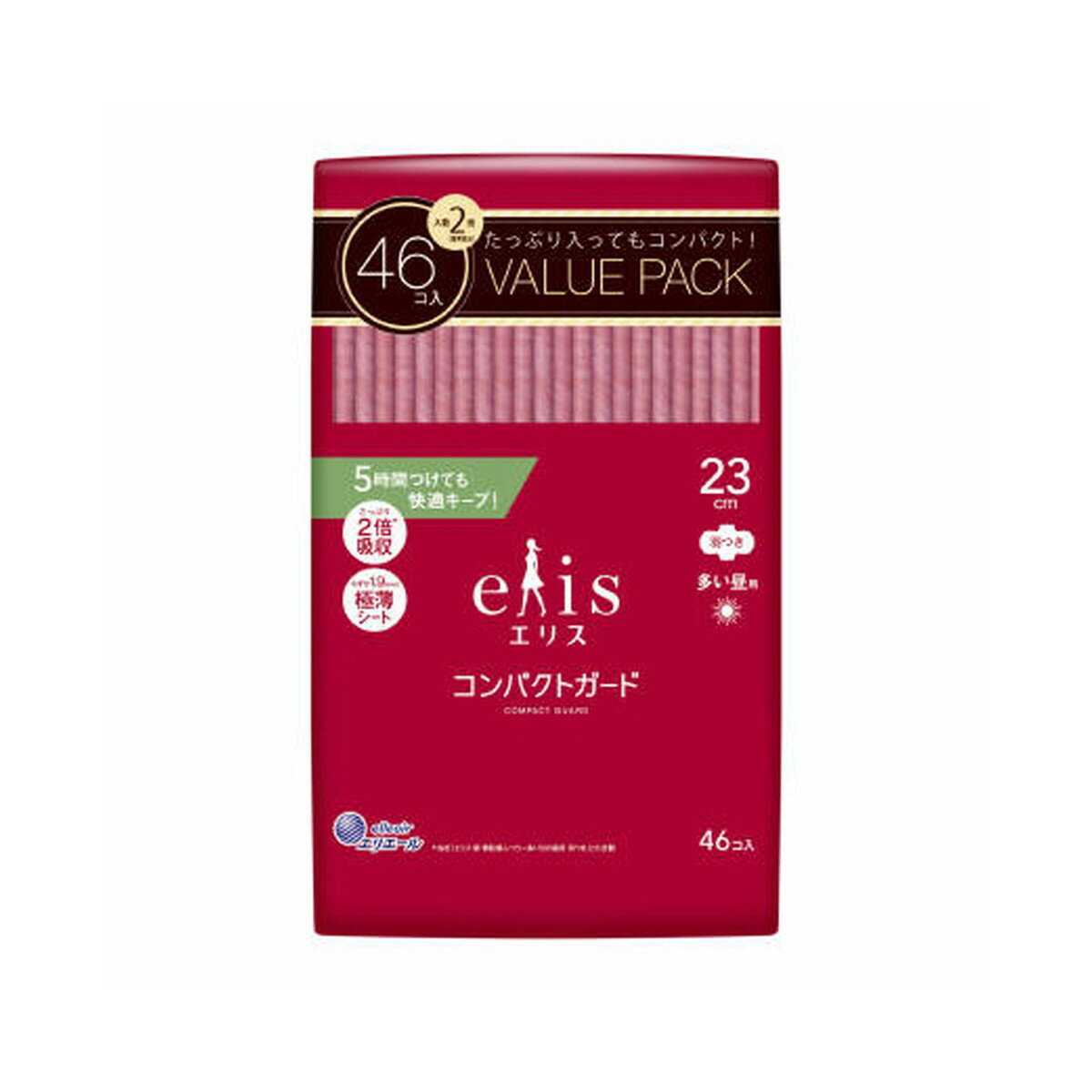 【送料込・まとめ買い×24個セット】大王製紙 エリス コンパクトガード 多い昼用 23cm 羽つき 46コ入 生..