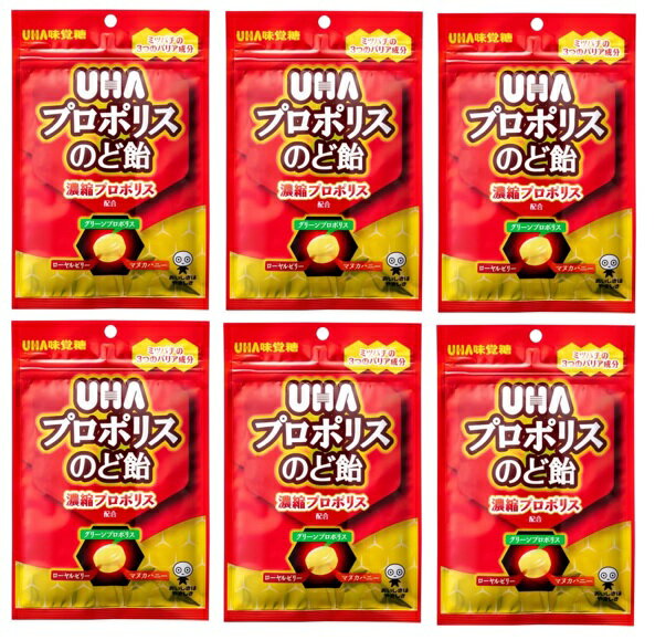 【×6袋セット送料込】UHA味覚糖 プロポリスのど飴 52g