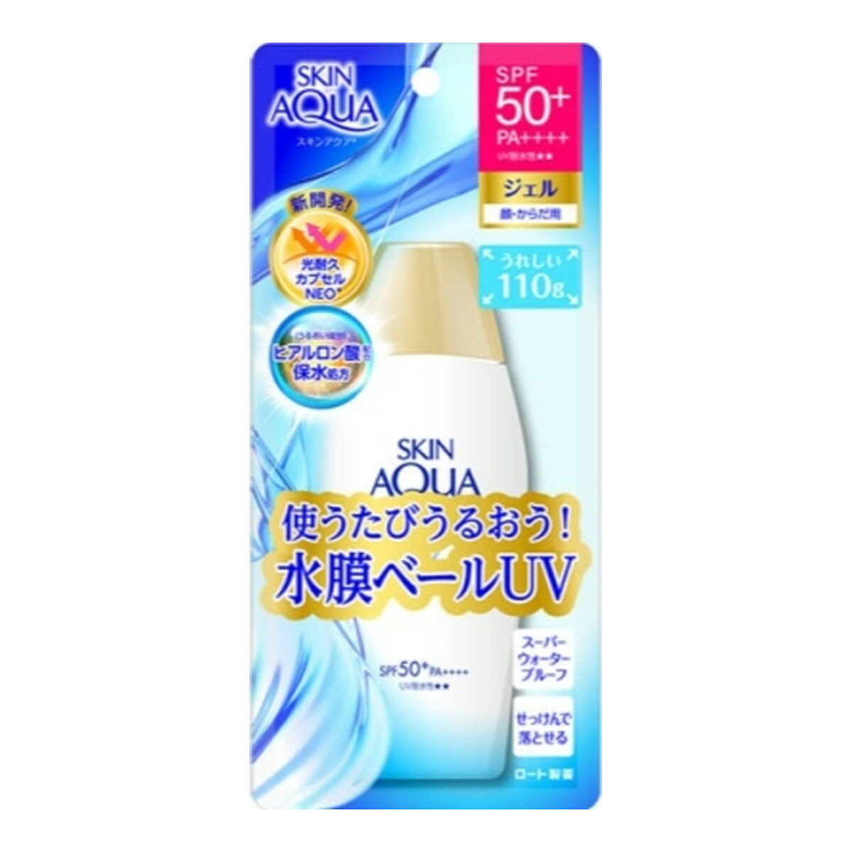 【送料込・まとめ買い×48個セット】ロート製薬 スキンアクア スーパーモイスチャージェル 110g 顔・からだ用 スーパーウォータープルーフ SPF50+PA++++