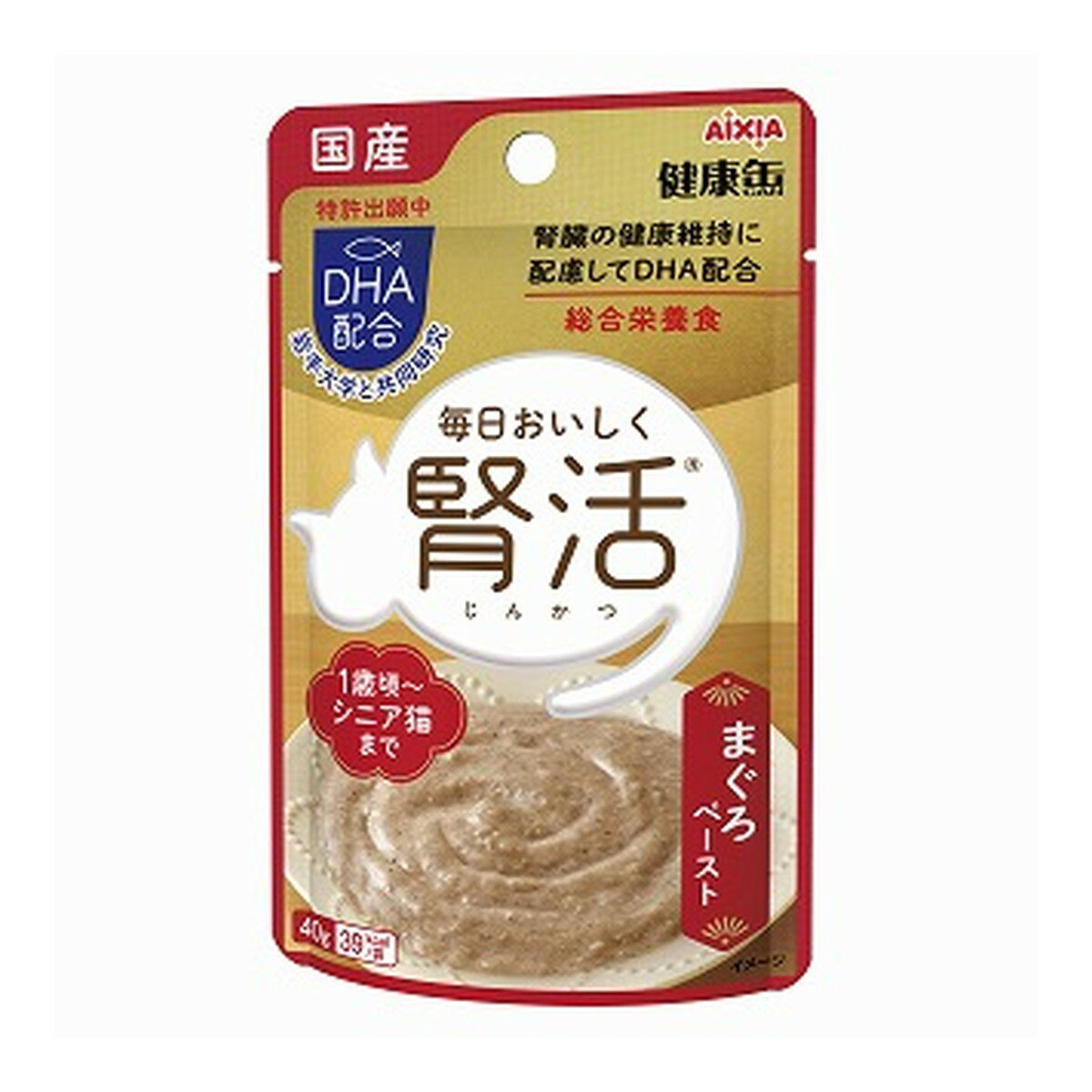 商品名：アイシア AIXIA 国産 健康缶パウチ 腎活 まぐろペースト 40g内容量：40gJANコード：4571104718635発売元、製造元、輸入元又は販売元：アイシア商品番号：101-4571104718635商品説明●愛猫の腎臓の健康維持に配慮してDHAを配合した総合栄養食です。●クエン酸カリウムとビタミンE、Cが入っています。●やわらかくて食べやすいとろみタイプです。広告文責：アットライフ株式会社TEL 050-3196-1510 ※商品パッケージは変更の場合あり。メーカー欠品または完売の際、キャンセルをお願いすることがあります。ご了承ください。