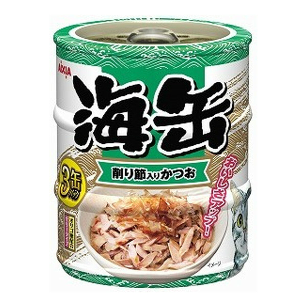 商品名：アイシア 海缶 ミニ 削り節入りかつお 60g×3缶パック キャットフード内容量：60g×3缶パックJANコード：4571104719892発売元、製造元、輸入元又は販売元：アイシア商品番号：101-4571104719892商品説明かつおのフレークをベースに人気の具材をトッピングしたゼリータイプ。ビタミンE配合。【与え方】1日1缶を目安に、アイシアの総合栄養食ドライフード等と併用してお与えください。広告文責：アットライフ株式会社TEL 050-3196-1510 ※商品パッケージは変更の場合あり。メーカー欠品または完売の際、キャンセルをお願いすることがあります。ご了承ください。