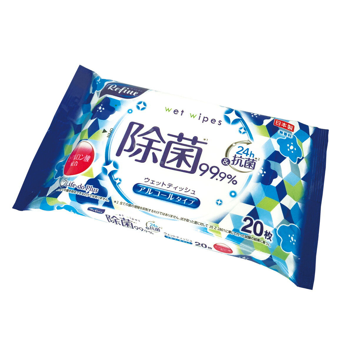 【送料込・まとめ買い×36個セット】ライフ堂 リファイン ウェットティッシュ アルコール除菌 大判 20枚