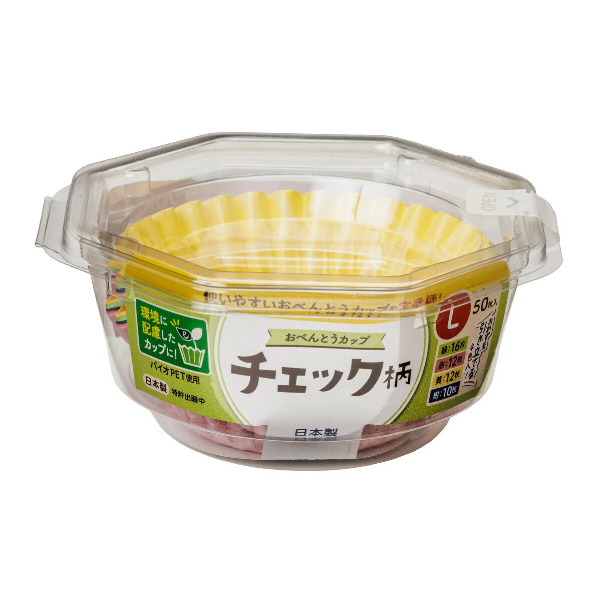 【送料込・まとめ買い×10個セット】東洋アルミ おべんとうカップ チェック柄 L 4色入 50枚入