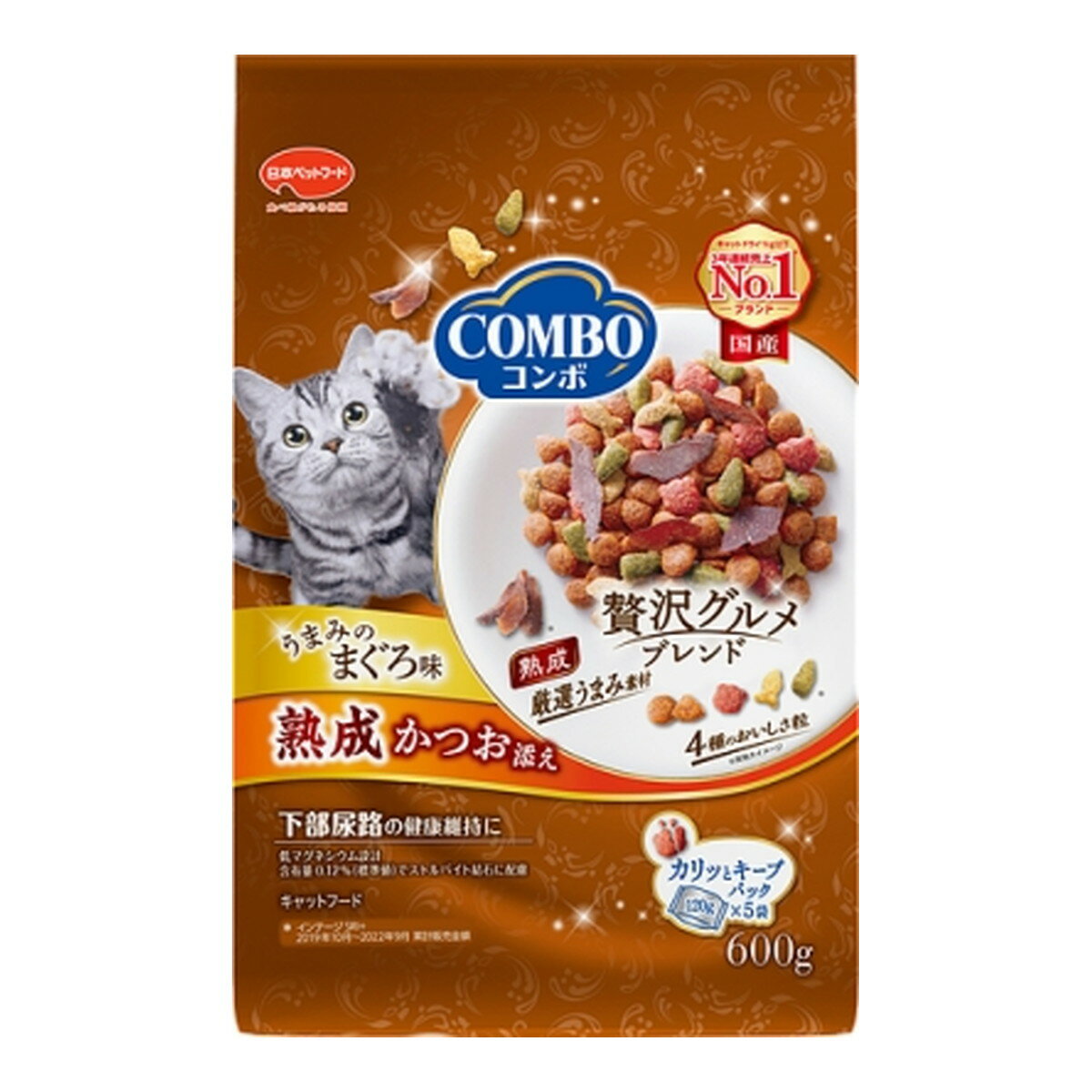 日本ペットフード コンボ キャット まぐろ味 熟成かつお添え 600g (120g×5袋)