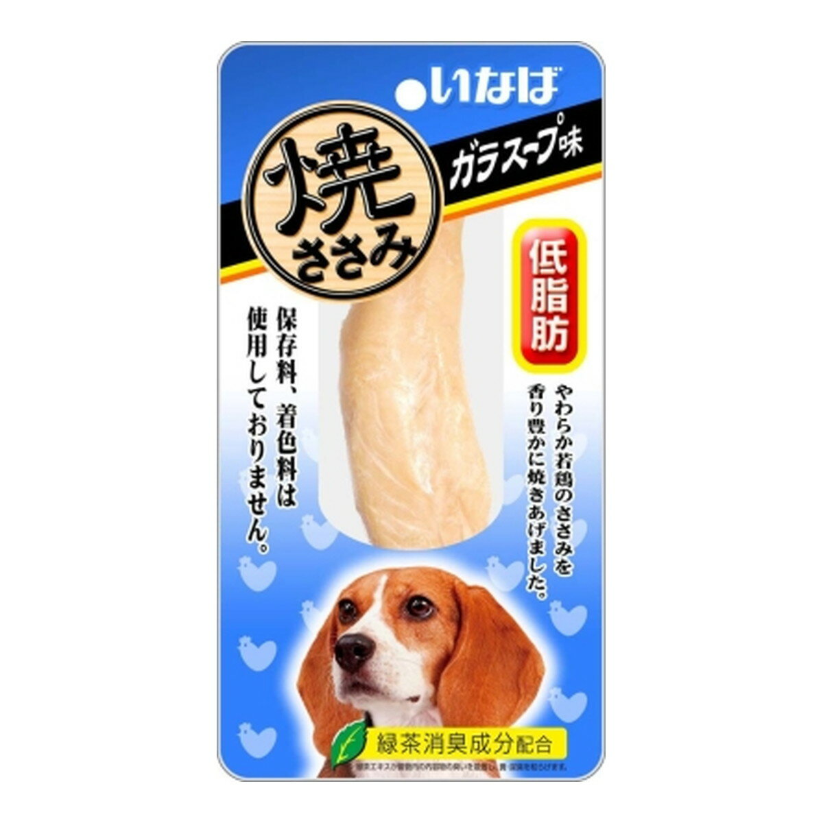 商品名：いなばペットフード 焼ささみ ガラスープ味 ドッグフード 犬用おやつ内容量：1本JANコード：4901133633126発売元、製造元、輸入元又は販売元：いなばペットフード商品番号：101-4901133633126商品説明やわらか若鶏のささみを香り豊かに焼き上げました。保存料、着色料は使用していません。広告文責：アットライフ株式会社TEL 050-3196-1510 ※商品パッケージは変更の場合あり。メーカー欠品または完売の際、キャンセルをお願いすることがあります。ご了承ください。