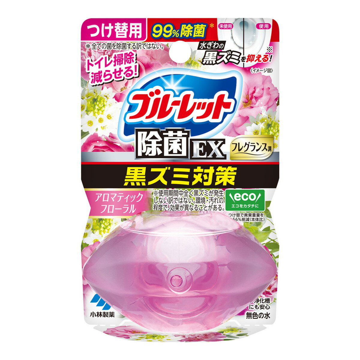 【送料込・まとめ買い×48個セット】小林製薬 液体 ブルーレットおくだけ 除菌EX フレグランス つけ替用 アロマティックフローラル 67ml トイレ用洗剤