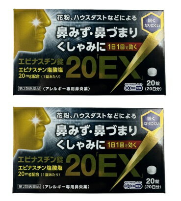 【×2箱セットメール便送料込】【第2類医薬品】奥田製薬 エピナスチン錠20「EX」 20錠入 鼻みず、鼻づまり、くしゃみのアレルギー性鼻炎の症状に 原因物質の放出も抑制することでアレルギー性鼻炎の症状にすぐれた効果を発揮します(4987037730550)