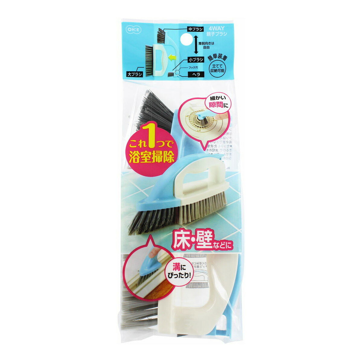 【送料込・まとめ買い×60個セット】オーエ 4WAY 親子ブラシ バス清掃ブラシ