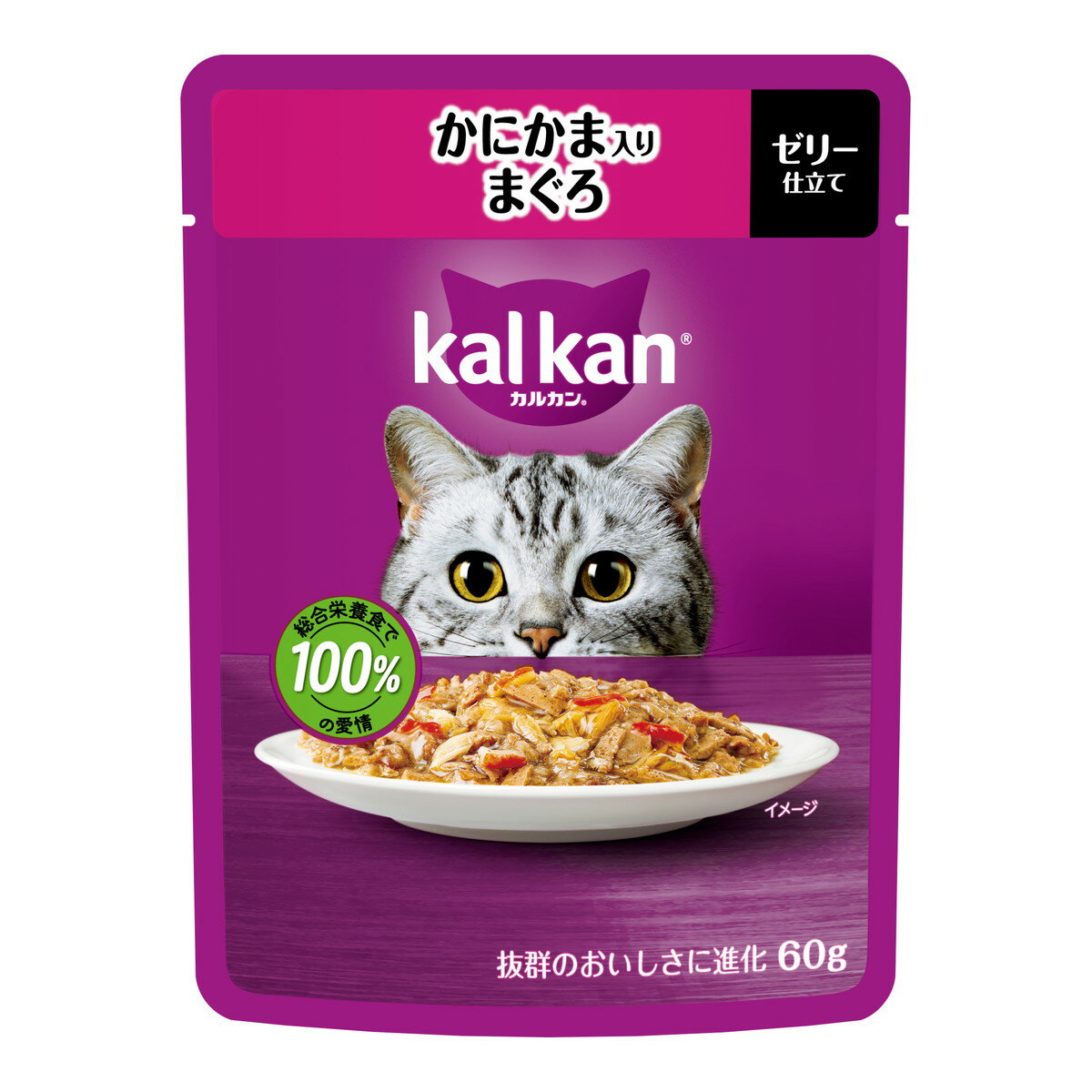 【×6個 配送おまかせ】マースジャパン カルカン パウチ かにかま入り まぐろ ゼリー仕立て 猫用 60g キャットフード