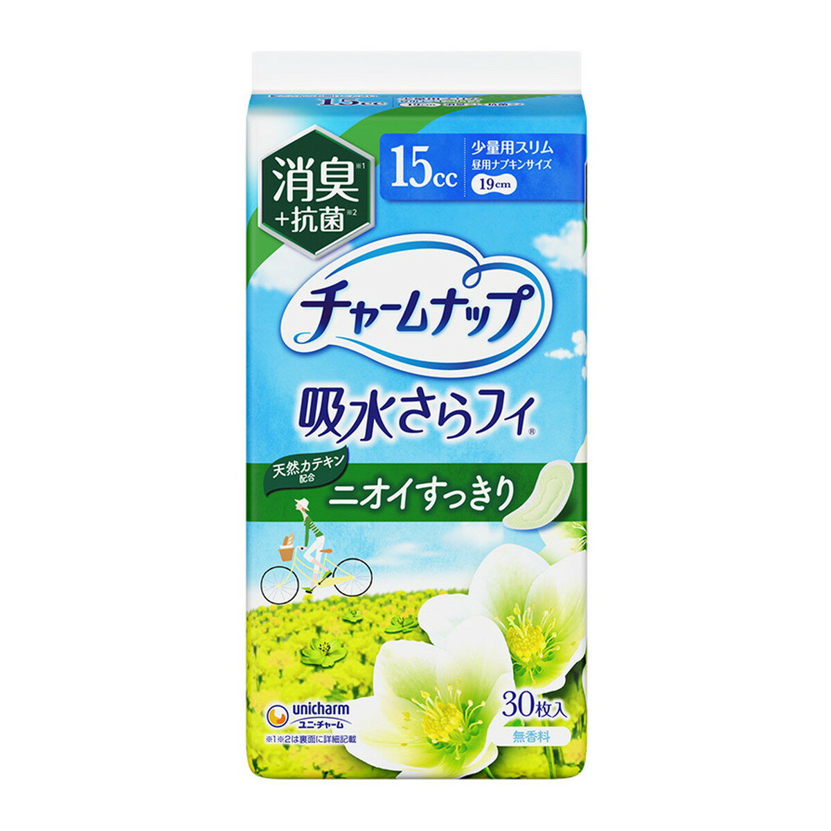 ユニ・チャーム チャームナップ 吸水さらフィ ニオイすっきり 少量用スリム 19cm 15cc 消臭タイプ 30枚