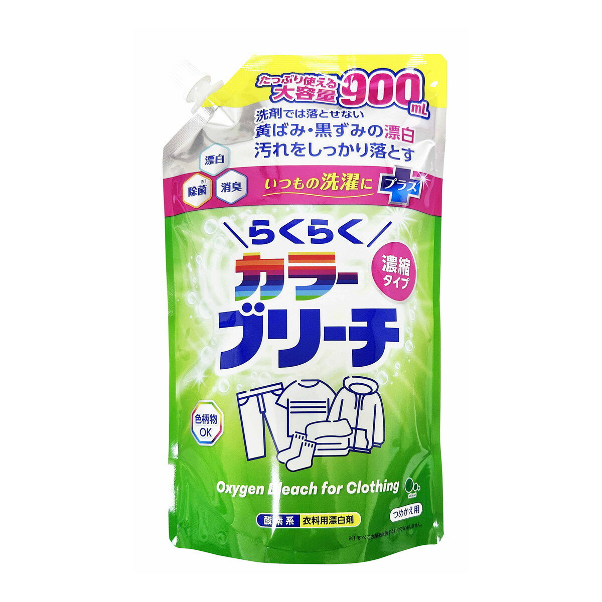 【送料込・まとめ買い×6個セット】ミツエイ らくらく カラーブリーチ 濃縮タイプ 詰替 900ml 衣料用漂..
