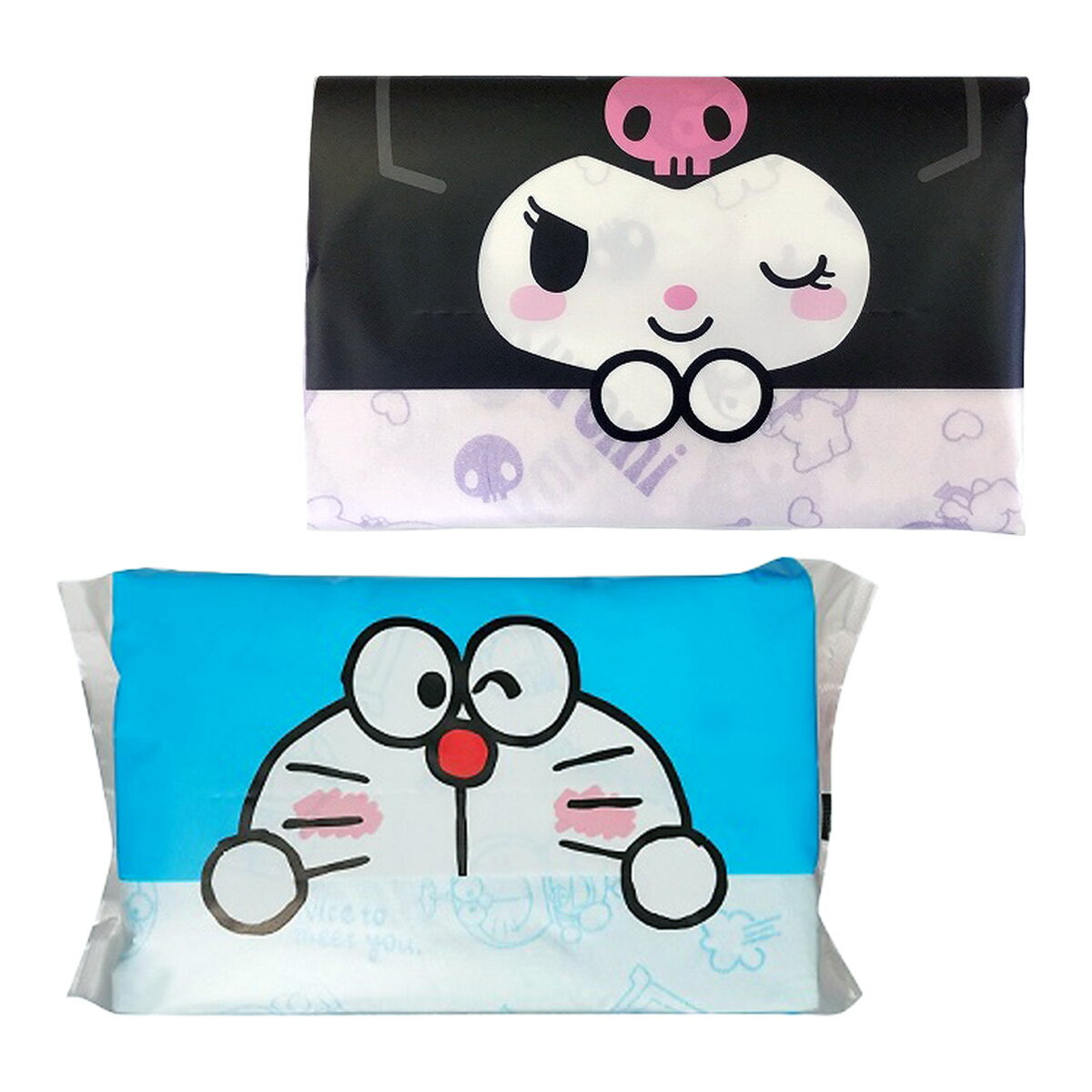 【送料込】人気のキャラクターティッシュコラボセット1 （ ハヤシ商事 アイムドラえもん キュートブルー 袋入ティシュ 1個 + ハヤシ商事 クロミ キュートパープル ピロー 袋入 ティシュ 1個 ）
