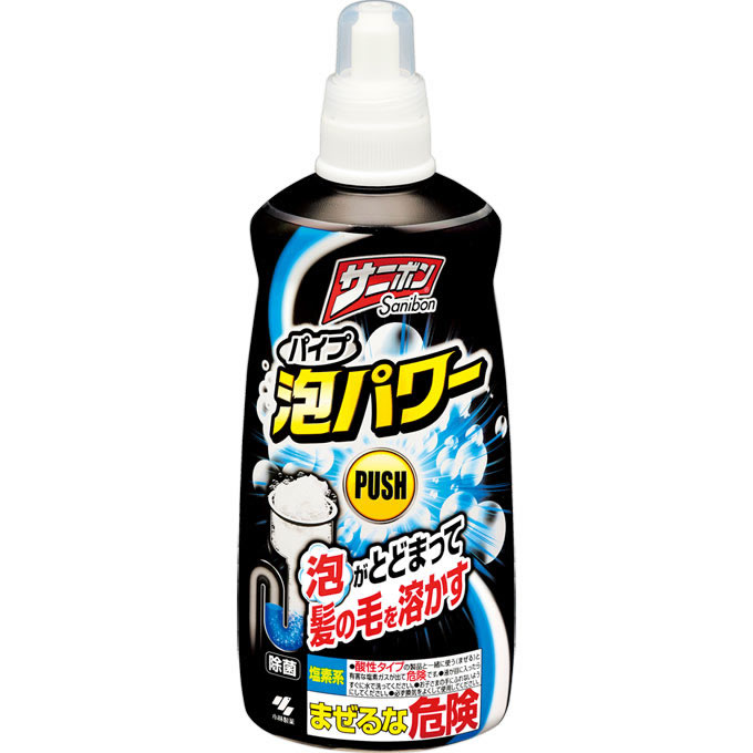 パイプ・風呂釜クリーナー／パイプクリーナー ●洗浄液が泡で出てくるパイプクリーナー ●泡なので汚れへの付着時間が長く効果的に洗浄します ●悪臭やつまりの原因になる髪の毛・石鹸カスや脂汚れなどを強力に分解します ●排水口周りの黒ズミやヌメリを取り除きます ●除菌効果があります●浴室・洗面所・台所に使えます 商品名：小林製薬 ＊サニボン泡パワー本体 サニボン泡パワー　本体　400ml ブランド：サニボン ●洗浄液が泡で出てくるパイプクリーナー ●髪の毛・石鹸カスや脂汚れなどを強力に分解 販売元：　小林製薬 4987072032657 51486 ＊サニボン泡パワー本体　　　　　　　　　　　　　　 1cs：24 広告文責：アットライフ株式会社 TEL 050-3196-1510 ※商品パッケージは変更の場合あり。 メーカー欠品または完売の際、キャンセルをお願いすることがあります。ご了承ください。