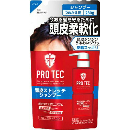 【送料無料・まとめ買い2個セット】ライオン PRO TEC プロテク 頭皮ストレッチ シャンプー つめかえ用 230g