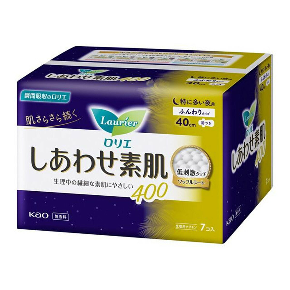 【秋 売りたいんや】花王 ロリエエフ しあわせ素肌 特に多い夜用 羽つき40cm 7個入 yoikenkou-10298719 ケンコウlife サンプル画像2