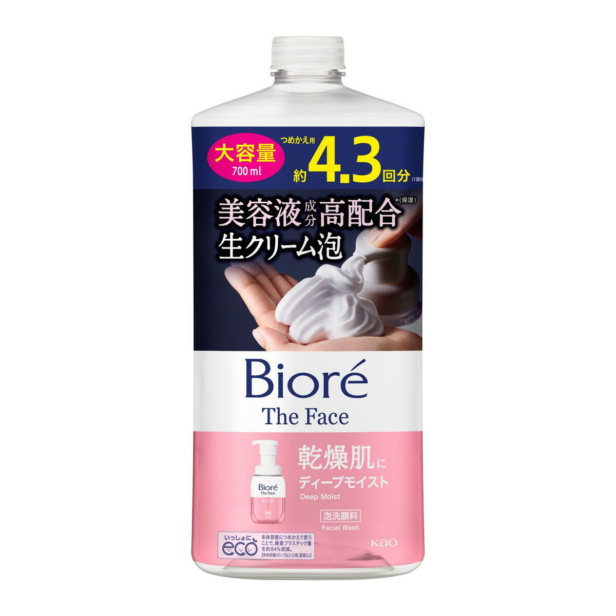 【送料込・まとめ買い×6個セット】花王 ビオレ ザフェイス 泡洗顔料 ディープモイスト つめかえ用 大容量 700ml 洗顔