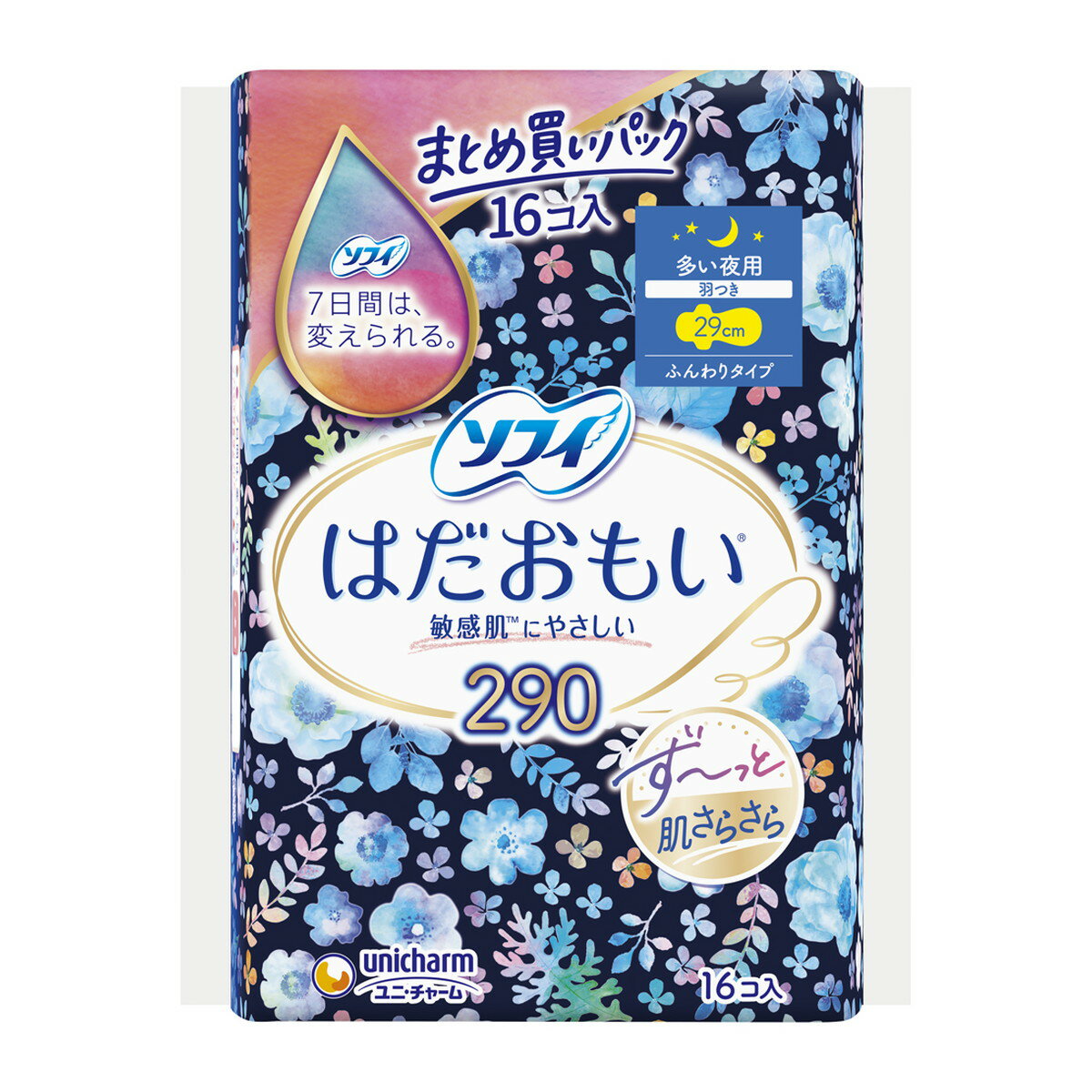 【送料込・まとめ買い×6個セット】ユニ・チャーム ソフィ はだおもい 290 多い夜用 16コ入 生理用ナプ..