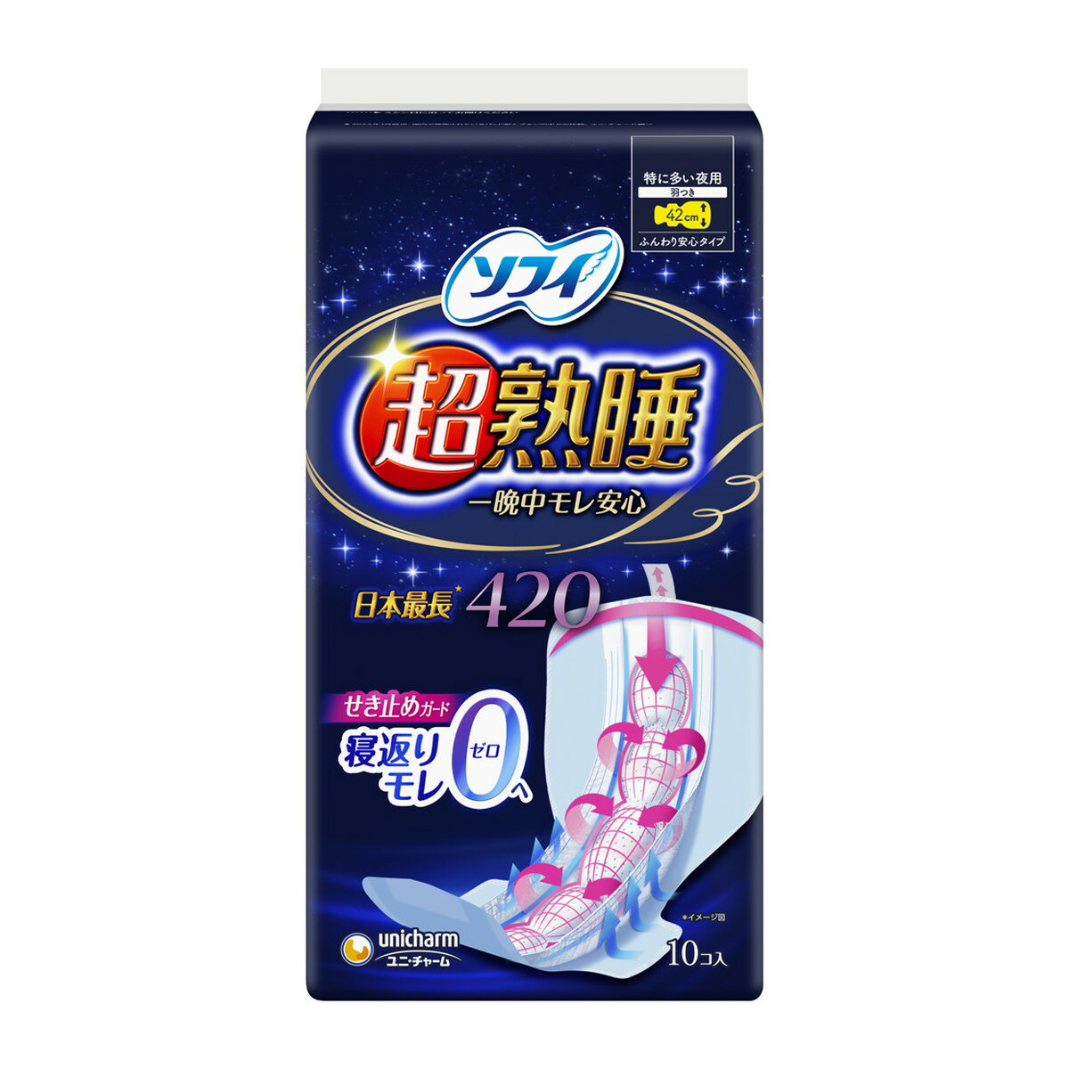 【送料込・まとめ買い×18個セット】ソフィ 超熟睡ガード420 ワイド 10枚入(4903111360987)多い夜でも超..